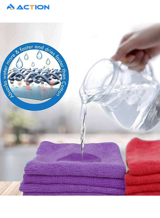 ACTION Microfiber Cleaning Cloth-8pcs Ultra Soft Highly Absorbent Rags For Cleaning, Reusable And Lint Free Cleaning Towels For Housekeeping - Image 4
